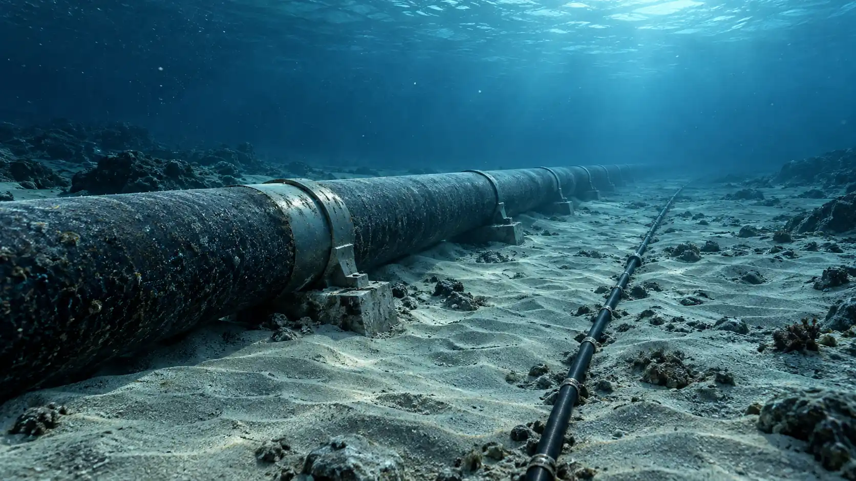 Illustration of subsea cables and pipelines
